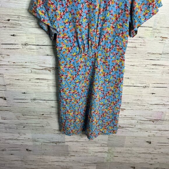 LOFT Blue and Orange Flutter Sleeve Sheath Dress size 0 - Picture 2 of 8